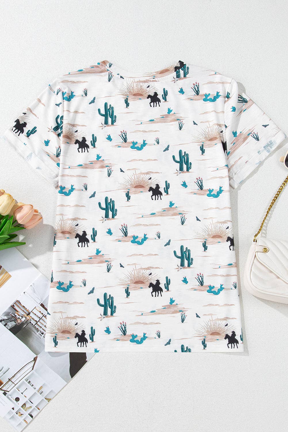 Western Cactus Short Sleeve Top