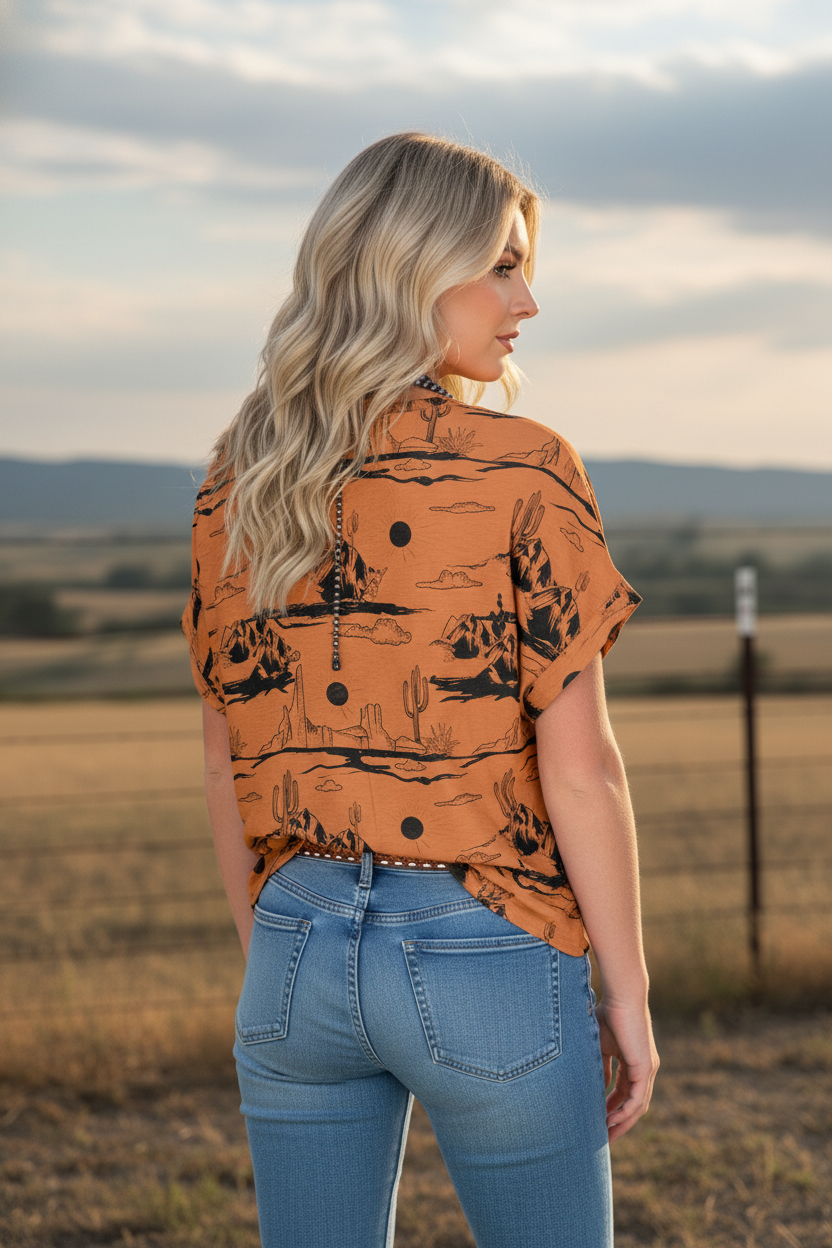 Western Desert Short Sleeve Top