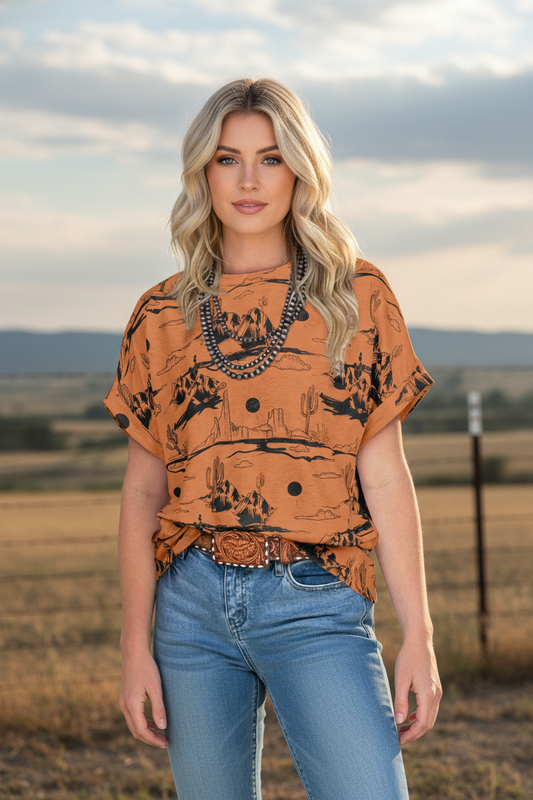 Western Desert Short Sleeve Top